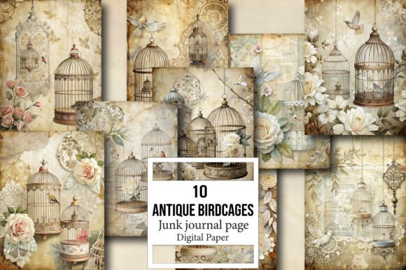 Antique Birdcages Journal Book Pages: A Treasure Trove for the Creative Mind