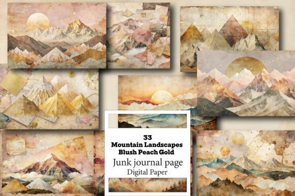 Mountain Landscapes Blush Peach Gold: The Digital Palette for Modern Crafting