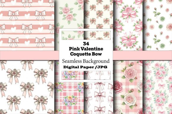 Pink Valentine Coquette Bow Papers: A Digital Design Asset Evaluation