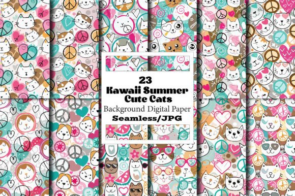 Seamless Kawaii Cats: A Summer Design Delight