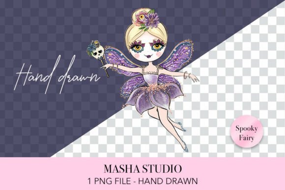 Spooky Fairy Clipart: A Versatile Hand Drawn Asset for Modern Crafters