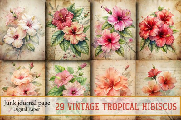The Art and Utility of Vintage Tropical Hibiscus Journal Pages