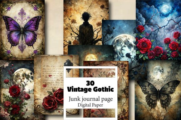 The Dark Romance of Vintage Gothic Junk Journal Pages: A Creative Universe