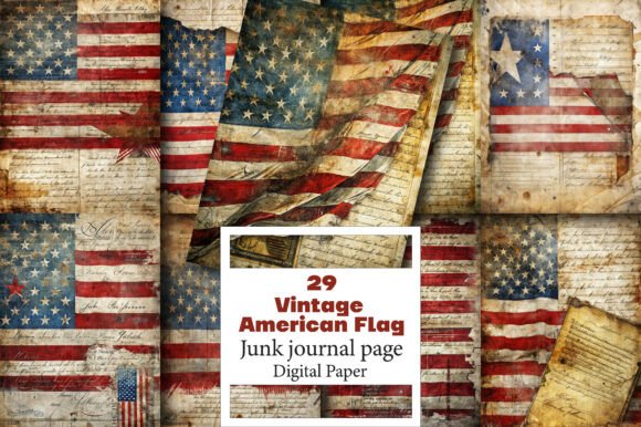 The Patriotic Palette: Unleashing Creativity with Vintage American Flag Journal Pages