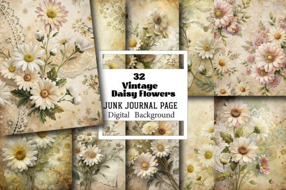 The Versatile Charm of Vintage Daisy Flowers Junk Journal Pages