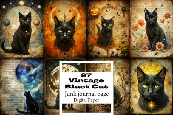 Unlock Creativity with Vintage Black Cat Junk Journal Pages