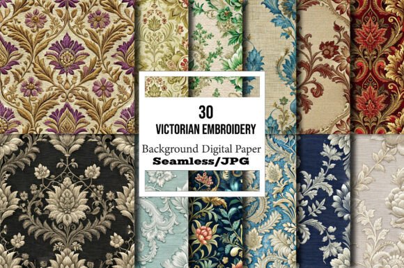 Victorian Embroidery Digital Backgrounds: A Versatile Design Resource
