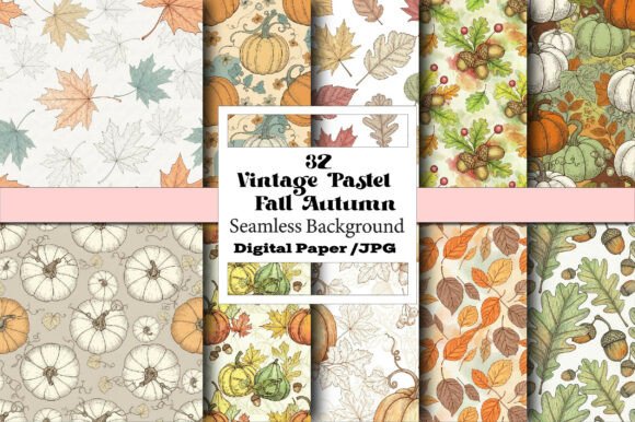 Vintage Pastel Fall Digital Paper: Creative Design & Craft Projects