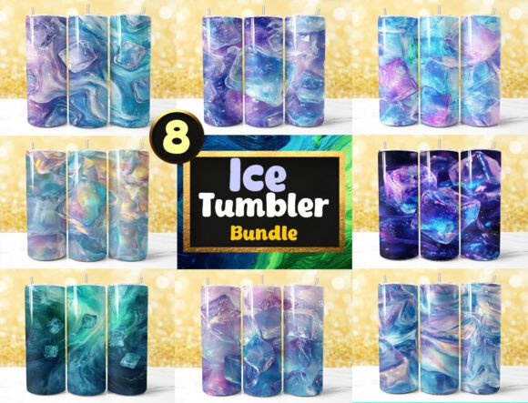 Your Creative Projects Deserve the Cool Elegance of a Watercolor Ice 3D Background Bundle